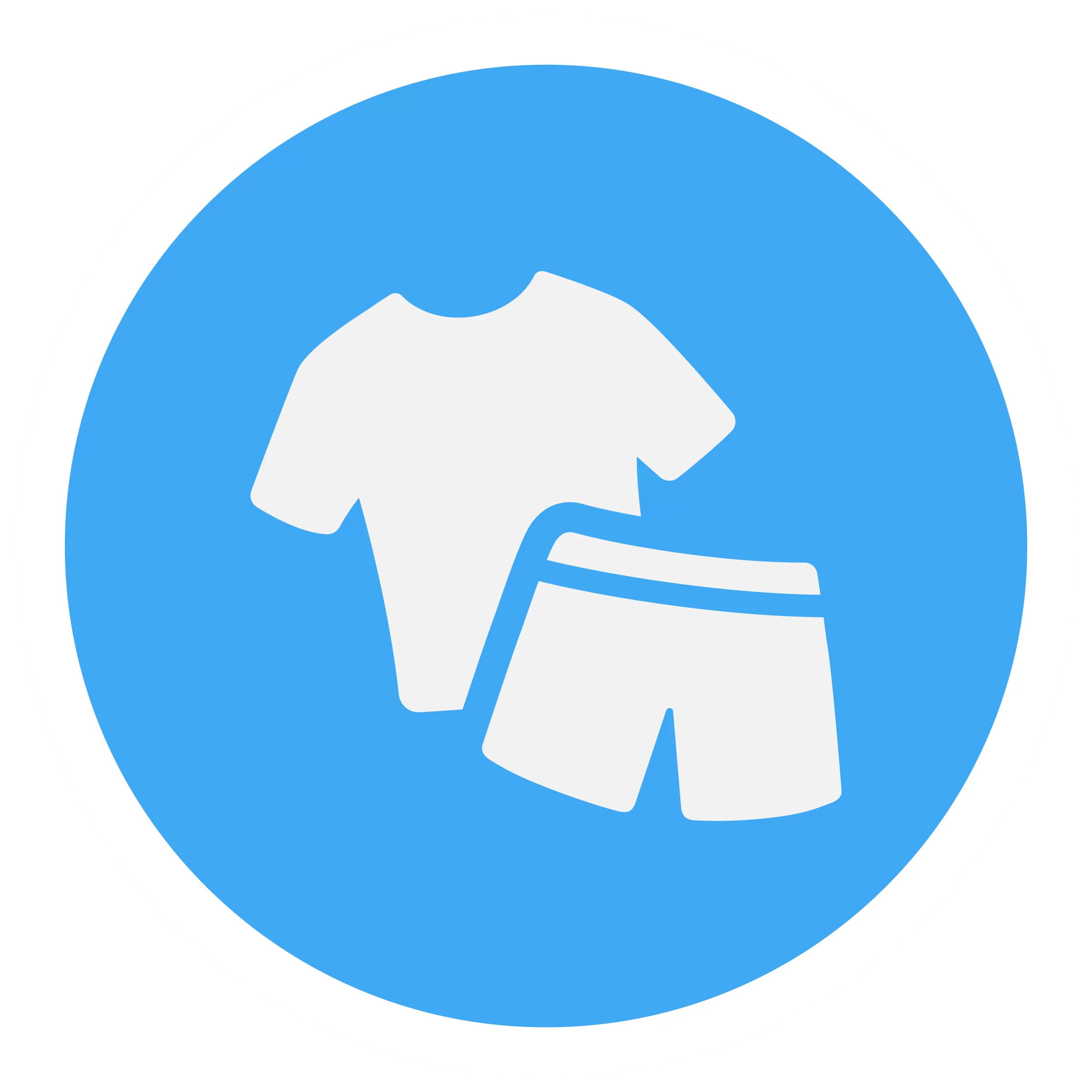 Icon depicting a white t-shirt and shorts.